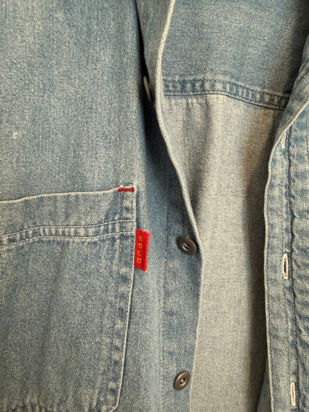 Vintage 90s Bugle Boy Light Blue Denim Button-Down Shirt - Picture 4 of 6